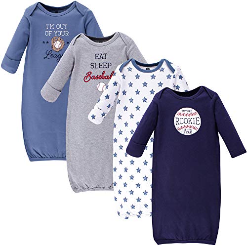 Hudson Baby Baby Cotton Gowns, Baseball, 0-6 Months