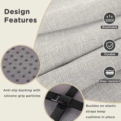 Image of AddGrace Anti-Slip Bar Stool Cushions Square Bar Stool Seat Cushions with Ties Set of 4 Small Square Chair Pads with Machine Washable Cover 12 inchX12 inchX2 inch (Silver Grey)