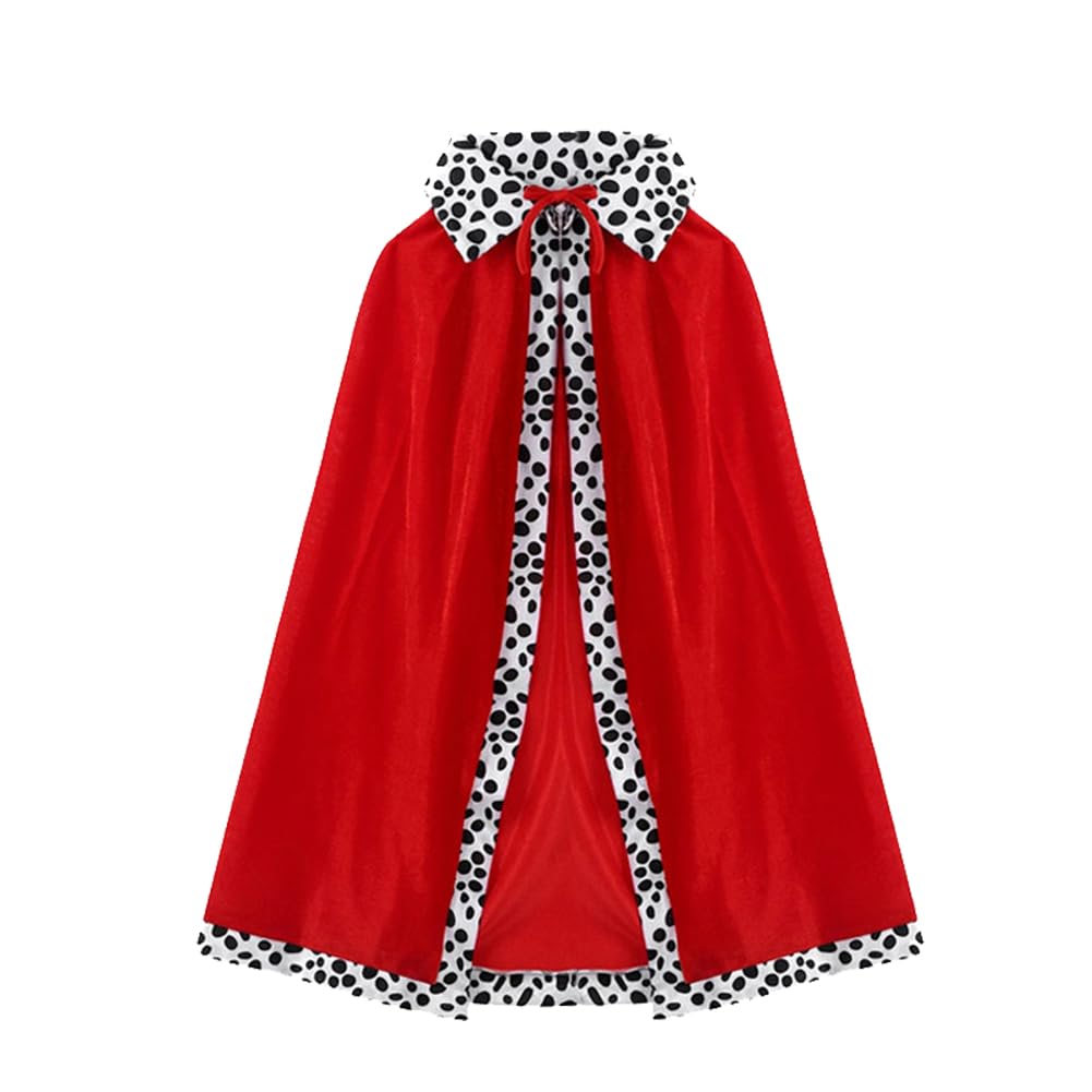 kkrrammii Royal King Queen Cloak Adult Costume Cape 51 in Carnival Robe for Halloween Christmas Cosplay Stage Performance Fairy Tale Party Accessories Blue Purple Red (Red)