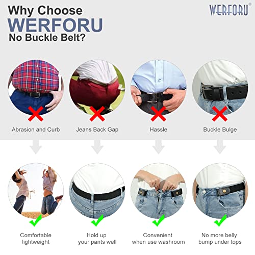 2 Pack No Buckle Belt For Women Men Buckle Free Belt Plus Size For Jeans Pants, Black+Coffee, Pants Size 34-48 Inches #TOP4