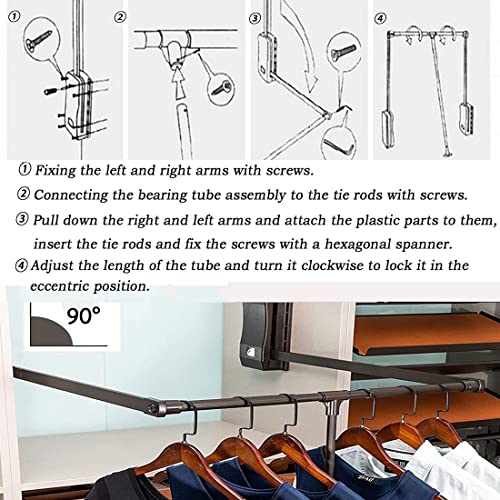 Tringle de penderie réglable extensible en acier pour placard