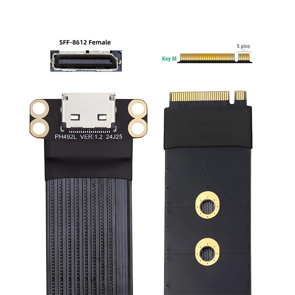 xiwai Cavo host M.2 M-Key 2280 NGFF PCI-E4.0 a Oculink SFF-8612 SFF-8611 15 cm per NVME U.2 SSD eGPU
