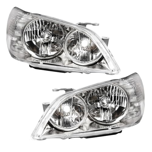 Image of TRQ 2 Piece Headlight Assembly Set Chrome Bezel Driver & Passenger Side Compatible with Lexus IS300 2001-2005 LX2502121 LX2503121 8111053040 8115053040