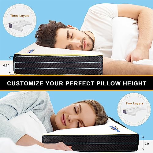Sleepnitez Back And Side Sleeper Pillow For Neck And Shoulder Pain Cervical Neck Pillow With 3 Layers Of Memory Foam Side Sleeping Pillow With Washable Tencel Cover #TOP1