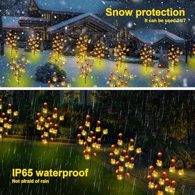 Fall Decor Solar Garden Lights Outdoor for Thanksgiving Decorations,4PACK 80LED Pumpkin Maple Leaf Tree with Friendsgiving Gifts,Solar Fall Decor Lights for Home/Garland/Thanksgiving Day Orange