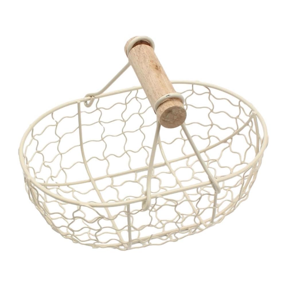 CTRLZS Antique Lattice Handle Wire Egg Basket, Rural Farmhouse Decoration, Kitchen Storage, Used to Store Eggs and Fruits,