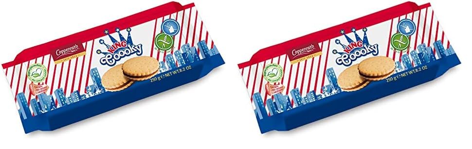 Galletas de Chocolate - Sándwich Relleno con Crema de Chocolate - Alto Contenido en Fibras y Proteínas - Snack Sin Gluten y Sin Lactosa - Galletas King Coooky 250g - Coppenrath (Paquete de 2)