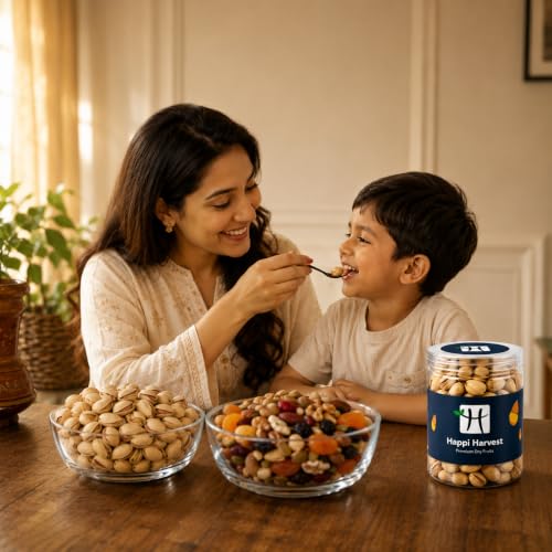 Image of Happi Harvest Premium California Roasted & Salted Pistachios 200g | Healthy Snacks, Dry Fruits, Pista | Tasty & Healthy | High in Protein & Dietary Fiber | Low Calorie Nuts