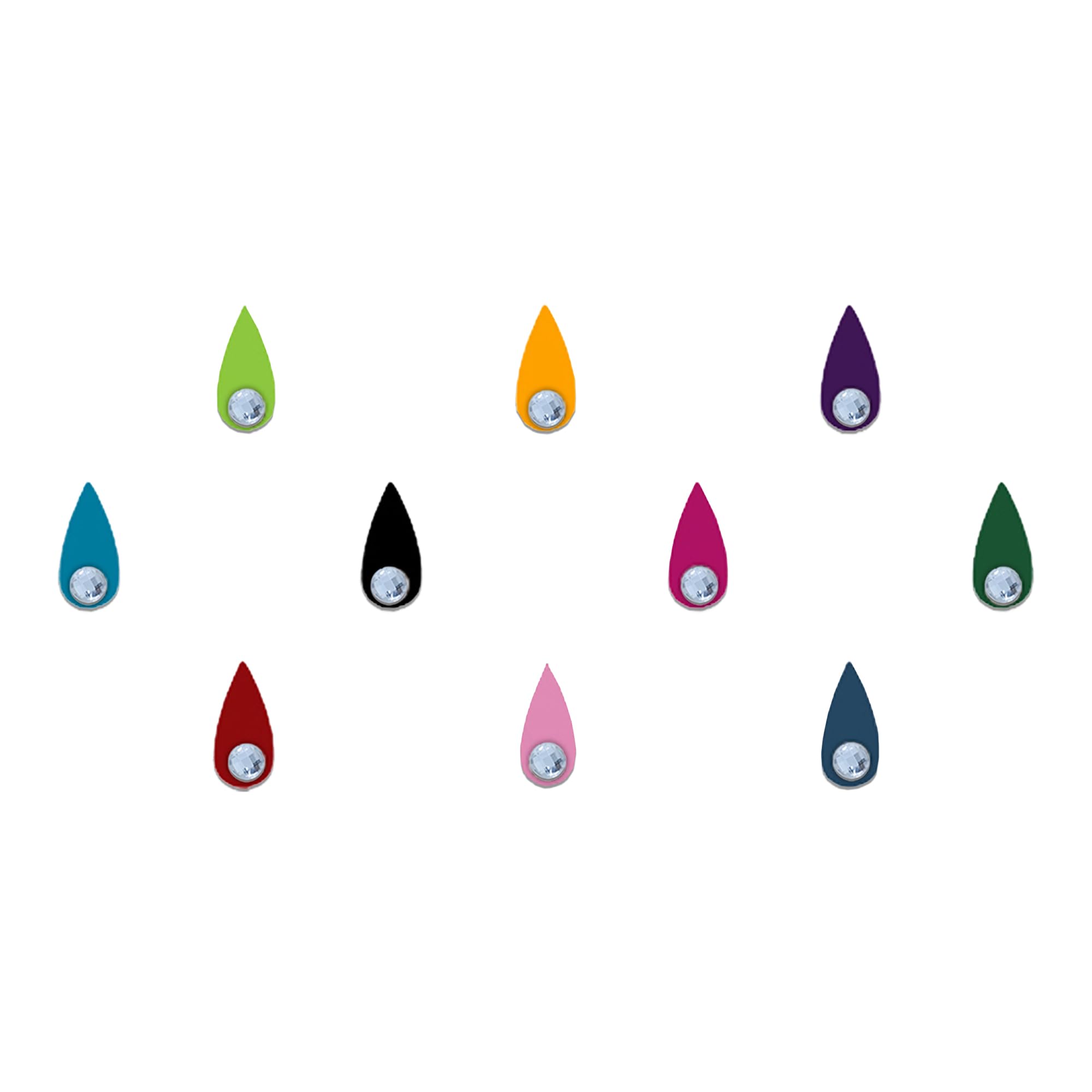 Comet Busters Tear Drop Shaped Multicolor Bindi With Stone (10 mm) (BIN1021)-image-21