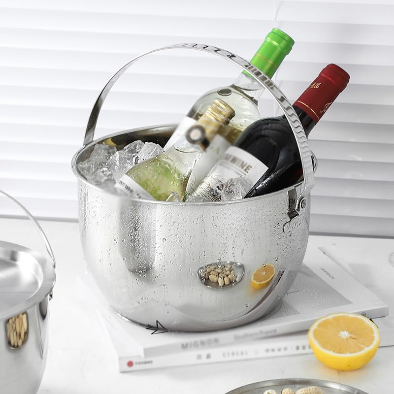Festa dei Secchielli di LCE Secchiello for Ghiaccio in Acciaio Inossidabile, Secchiello for Champagne, for Bevande all'aperto, for, for(5L)