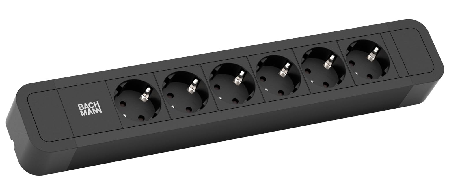 BACHMANN - Primo 2-6fach Steckdosenleiste aus Aluminium. Steckdosenleiste 6-Fach in schwarz. Kabellänge 2m.HO5VV-F 1,50qmm