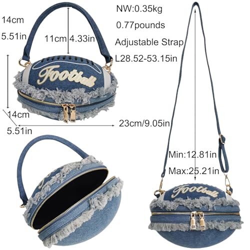 Image of Women Rhinestone Football Shaped Handbag Chain Crossbody Shoulder Bag Football Purse | Rugby, Unique, Novelty, Football