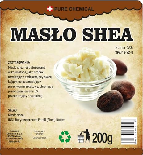 PURE CHEMICAL Unraffinierte Sheabutter 200 g – 100% reine Rohe Shea Butter für Haut, Gesicht & Haare – Naturkosmetik Vegan & Ohne Zusatzstoffe – Tiefenpflege & Feuchtigkeitsboost
