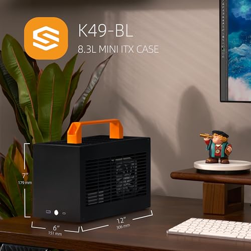 Gabinete Mini ITX SGPC K49BL de 8.3 L, Chasis SFF Portátil para Gaming, Edición Estándar Negra, con Soporte para GPU de 300 mm, Refrigerador CPU de 69 mm, Fuente SFX y Paneles Ventilados miniatura 3