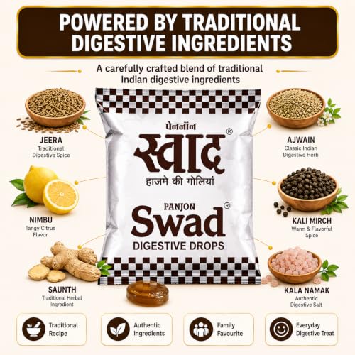 Image of PANJON SWAD Digestive Candy (50 Pcs) & Swad Shots Pachak Goli (300 Pcs) | Ayurvedic Mukhwas & Mouth Freshener Combo | 2 Pack
