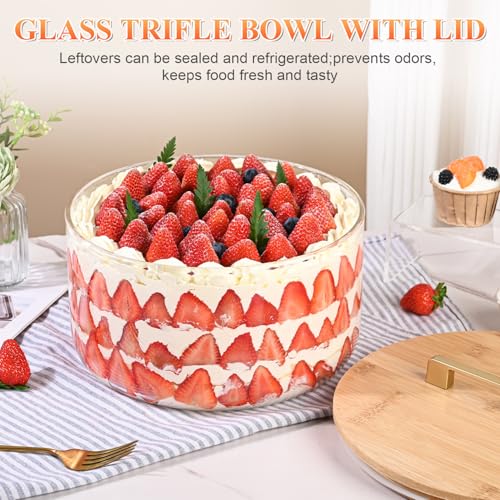 LOVYANXUE Large Salad Bowl, 10 inch Trifle Bowl with Sealed Lid, Versatile Mixing and Serving Bowl for Laying Ice Cream, Cake, Salad, Fruit, Baking, Dessert and Party Diy, Microwave Safe by LOVYANXUE - Used condition - Image 2