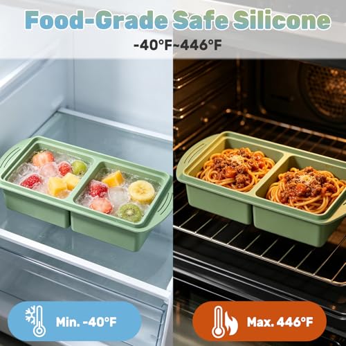 2 Pack Bandejas de Silicona para Congelador con Tapa miniatura 5