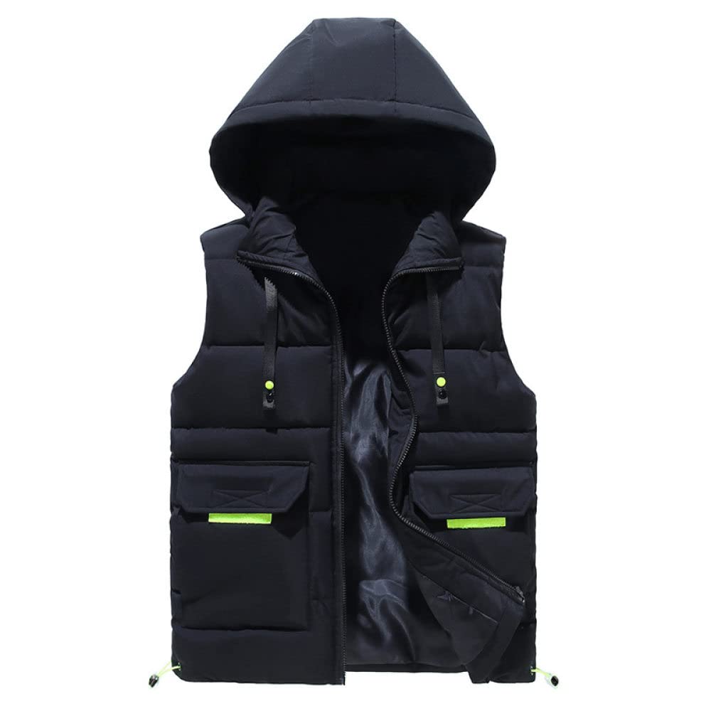 Mens Body Warmers,Heren Mouwloos Capuchon Afneembaar Dubbelzijdig Gewatteerd Vest Jas Outdoor Vest Blauw Mouwloos Vest Herenjack Winddicht Ritsen Bodywarmer Voor Heren Teens,L