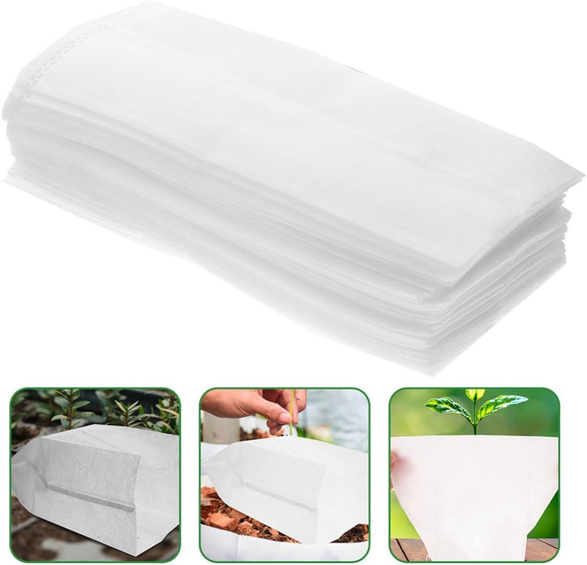 Abaodam 100pcs Non-Woven Fabric Plant Grow Bags for Potatoes and Carrots, Biodegradable Nursery Bags with Water Drainage to Prevent Root Rot, for Agriculture and Garden Use