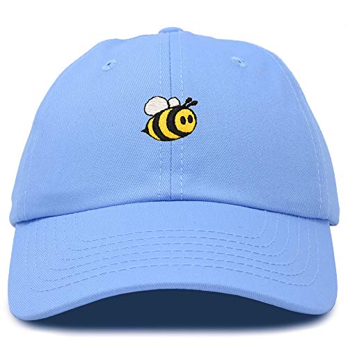 DALIX Bumble Bee Baseball Cap Dad Hat Embroidered Womens Girls in Light Blue