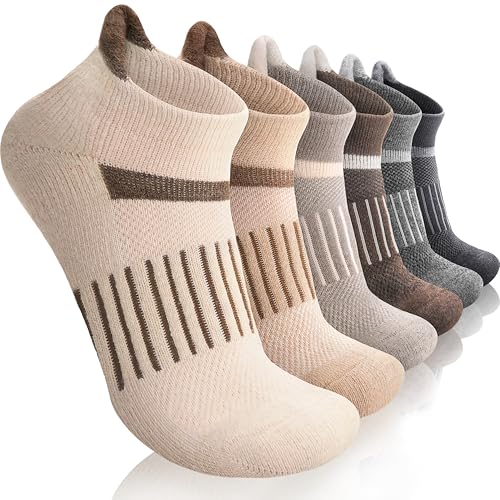Image of 6 Pairs Merino Wool Ankle Running Hiking Socks Compression Support Breathable Thick Cushion No Show Socks for Women Men