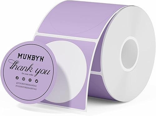 Miniatura 9 de MUNBYN Etiquetas adhesivas térmicas circulares de 2 pulgadas, etiquetas térmicas directas redondas autoadhesivas, calcomanías térmicas multiusos