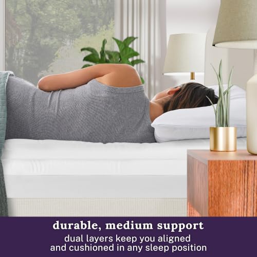 Image of Sleep Innovations 4 Inch Pillow Top & Support Foam Mattress Topper with Green Tea-Infused Cool-Touch Cover, California King, Medium Feel, Pressure Relief, for All Sleep Positions