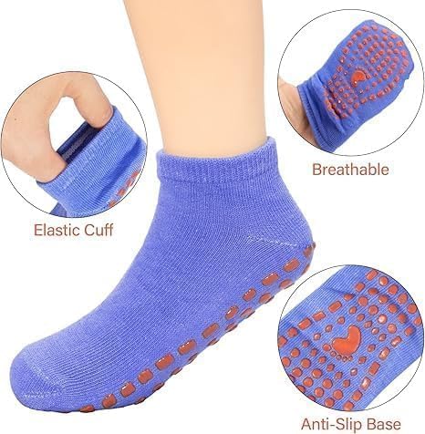 Aezta Anti-Skid Cotton Socks – High-Traction Silicone Tread – Safety-Focused Design for Active Kids (2-Pair Pack)