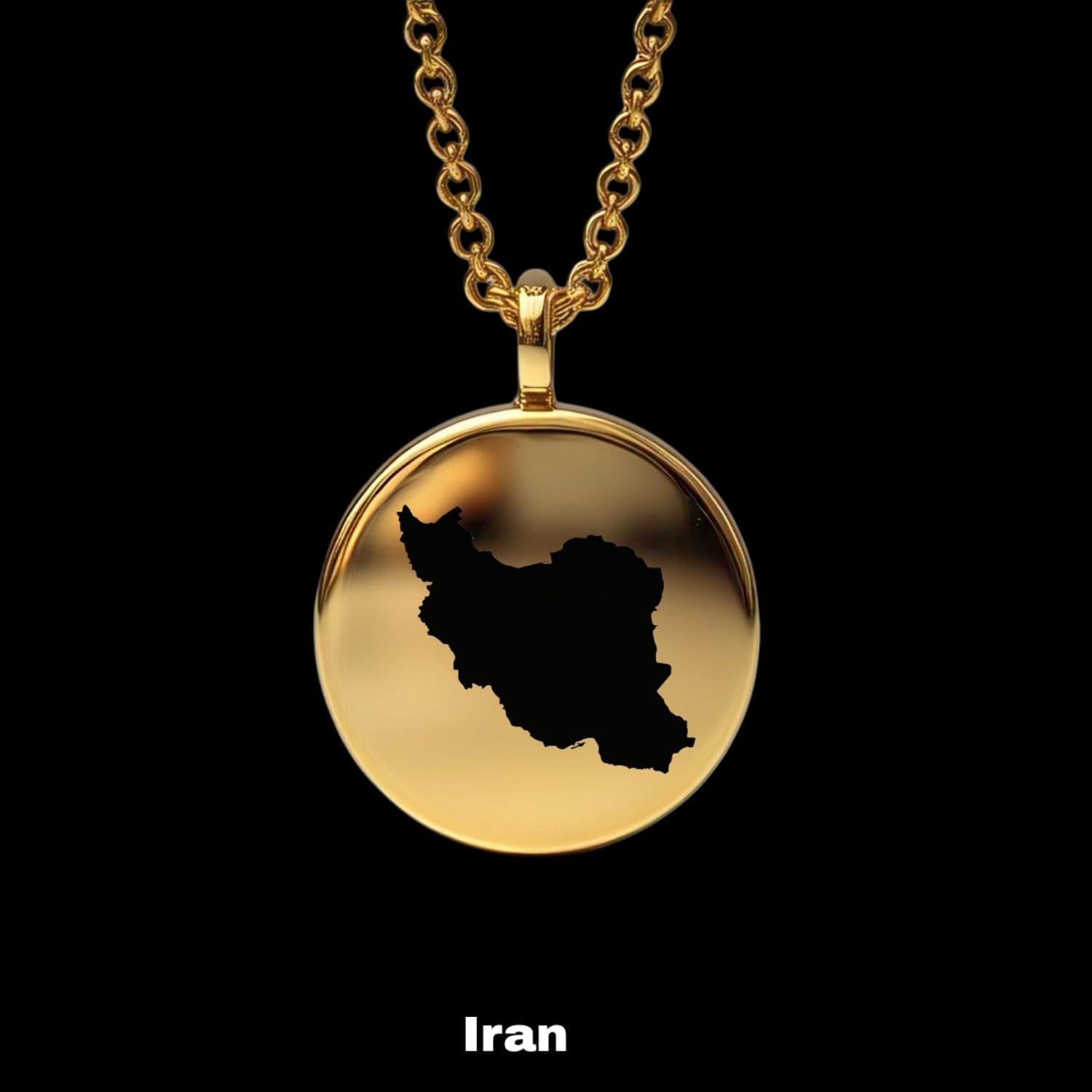 LKBEADS 24 mm Round Shape 1.5mm Thick 14k Gold Plated Sterling Silver Iran Map Pendant |MAP_LKB_495