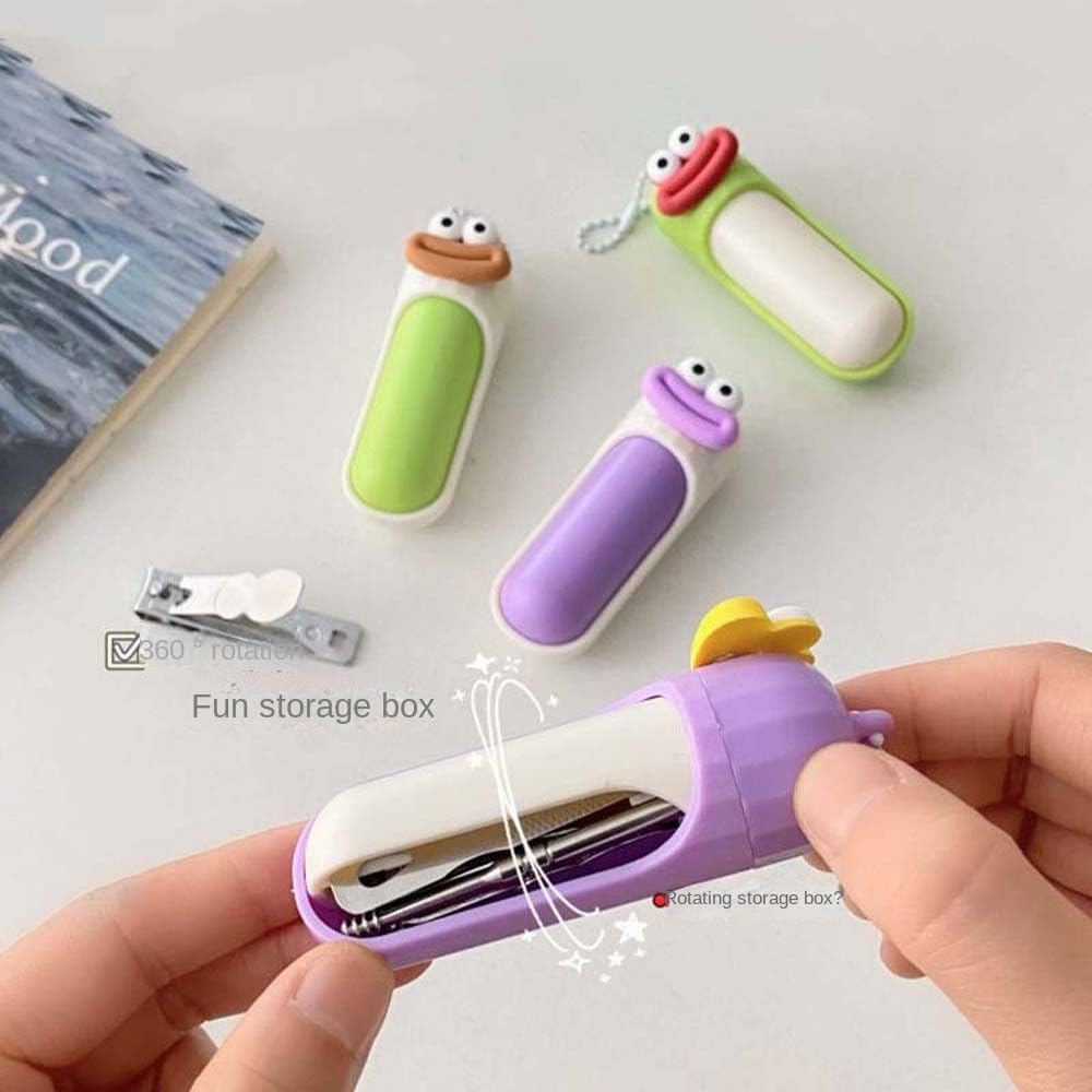 6Pcs Set Decorative Cute Cartoon Mini Nail Clipper Hand Toe Clipper Keychain Pendant Manicure Tool for Home — view 5