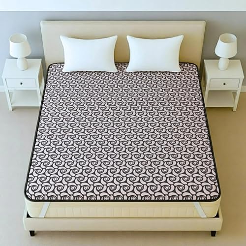 Image of PVC Waterproof Mattress Protector | 100% Waterproof Fitted Bed Cover | Soft, Breathable & Hypoallergenic | Protects Against Spills, Sweat, Dust & Stains | (Circle Black, 72 inchx78 inch)