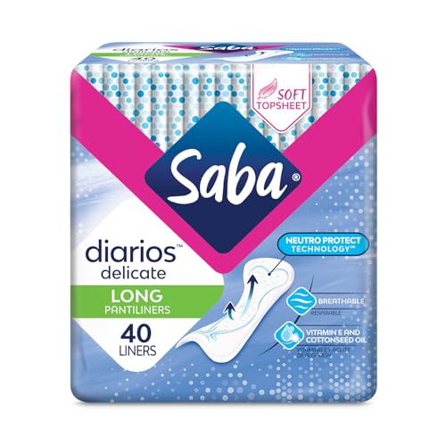 SABA Diarios Long Delicate Pantiliners, Unscented, Breathable & Comfortable for