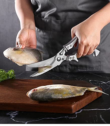 Kitchen scissors durable professional, for cutting poultry fish meat vegetables greens sharp kitchen scissors made of stainless steel with a spring in a case