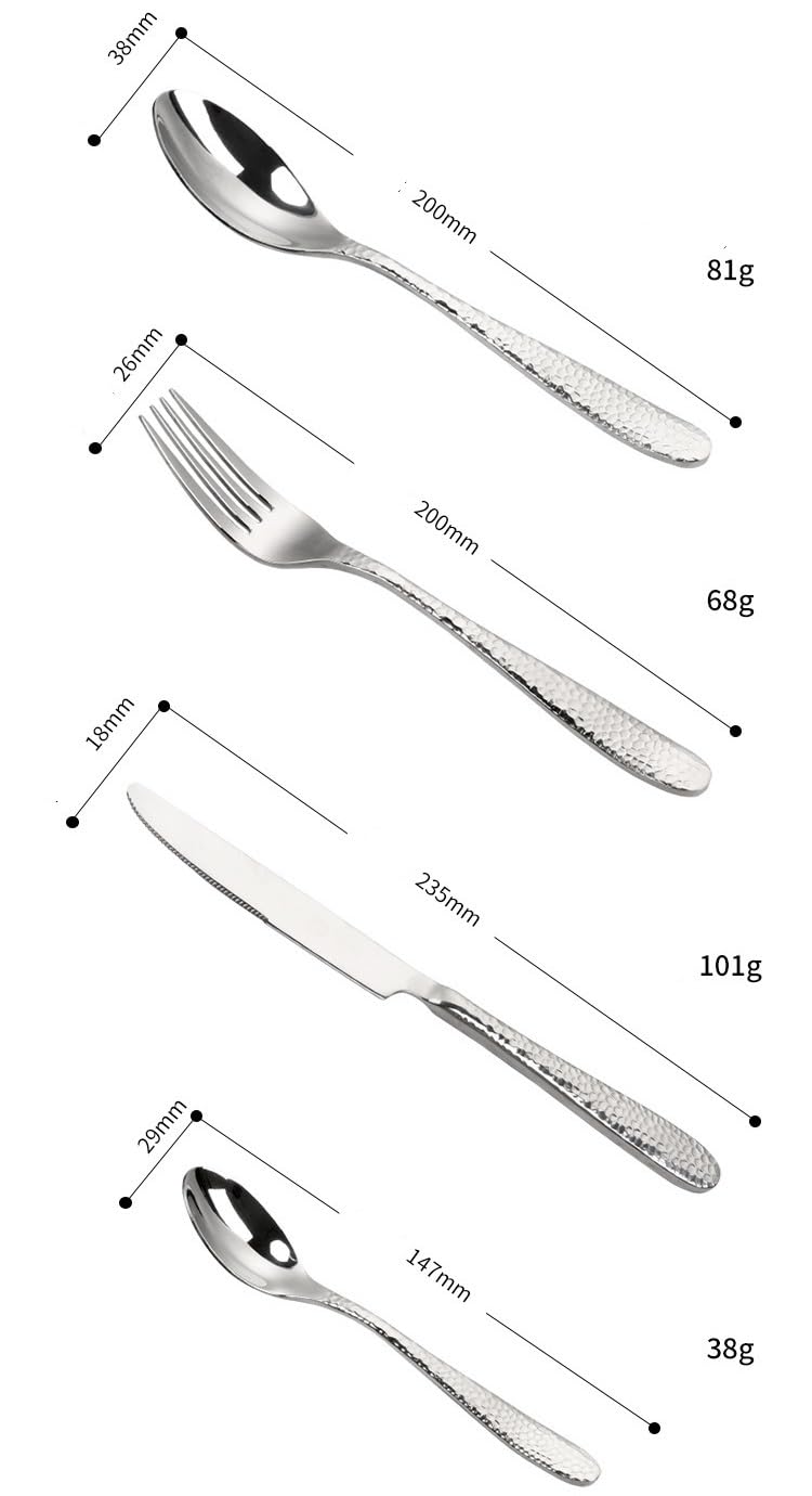 Juego De Cubiertos De Acero Inoxidable con Mango De Agua, 4/16/24/32/40/48 Piezas, Ideal para Viajes Al Aire Libre, para Estudiantes Y Cuchillos, Tenedores Y CU,Silver-24 Pieces for 6