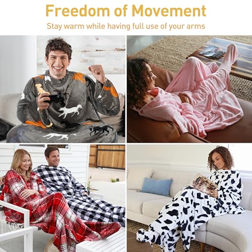 Image of Catalonia Wearable Blanket with Sleeves & Foot Pocket for Adults