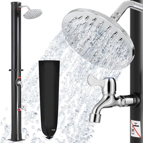 MONZANA® Garden Shower | Solar Powered | Large 180° Swivel Head | Foot Washer Tap | Home | Garden | Outdoor | UV-Resistant | Freestanding Swimming Pool Spa Shower | Camping Shower | 2.1m