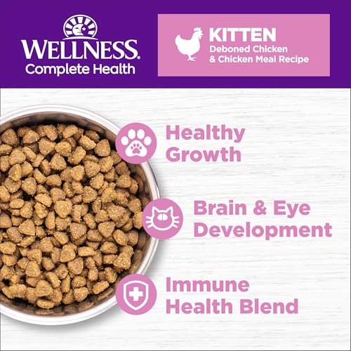 Image of Wellness Complete Health Kitten Dry Cat Food, Natural, Grain Free Kibble, Chicken Recipe, 5.5 lb Bag