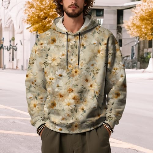 Men's Oil Painting Flowers Hoodies Fashion Fall Camo Floral Sweatshirts Unisex Long Sleeve Hoodies Pullover with Pocket 5