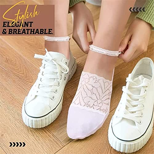 4 Pair Pearl Lace Socks for Women, Crystal Tulle Pearl Summer Socks4