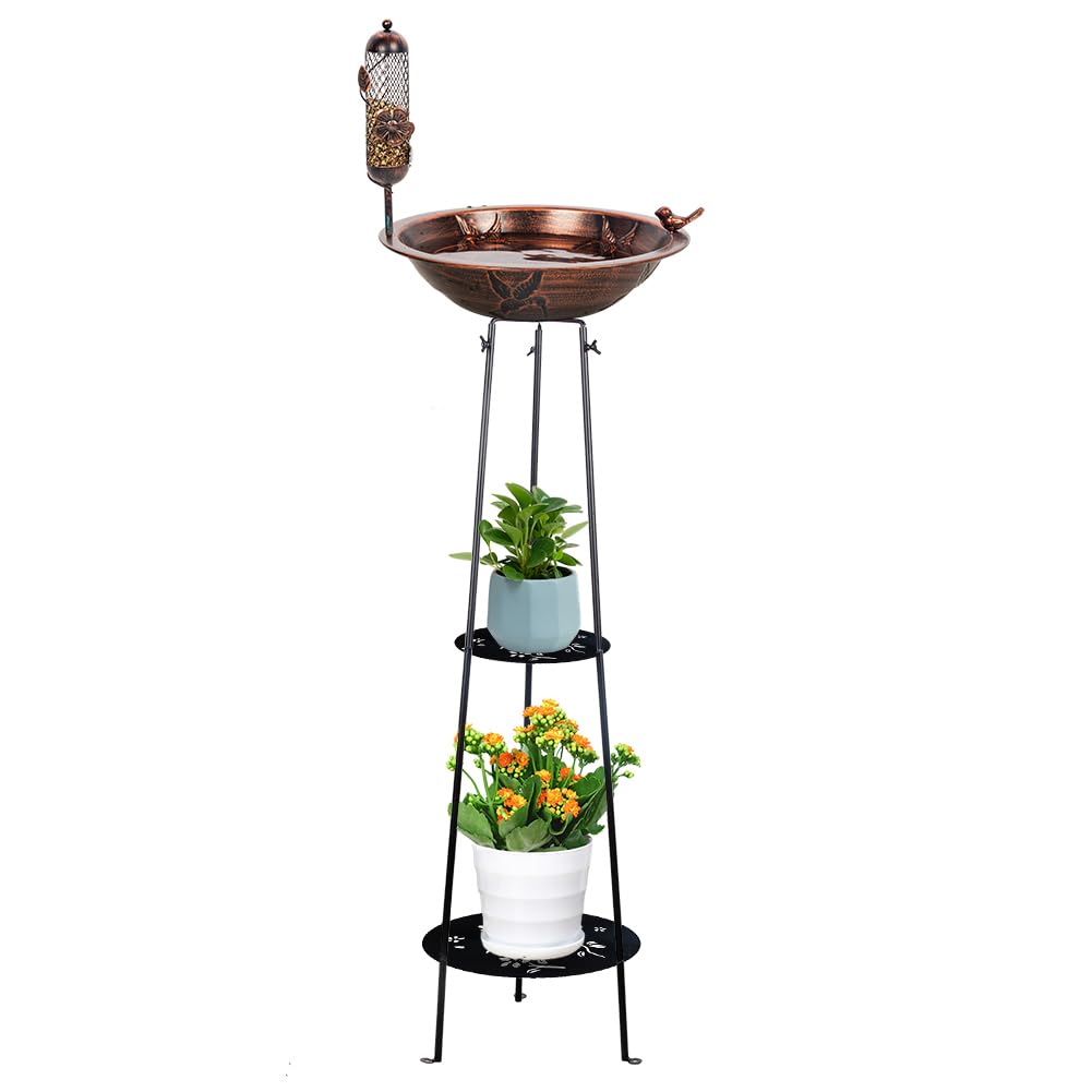 VEWOGARDEN Vogeltränke mit Ständer für den Außenbereich, stehend, Metall, Vogeltränke, Garten, Vogeltränke für draußen, Terrasse, Hof, Dekoration