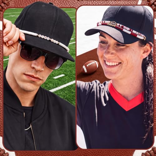 Image of Geyoga 9 Pcs Trucker Hat Chains Trucker Hat Charms Women Man Bill Decoration Detachable DIY Metal Chain for Mesh Baseball Cap(Brown White, Football)