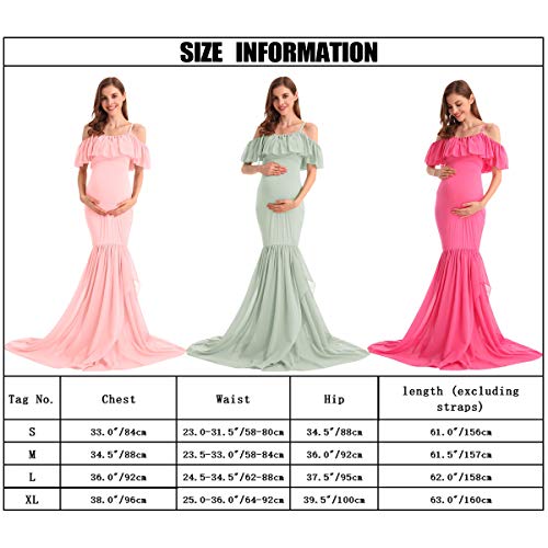 Hihcbf Women Mermaid Chiffon Maternity Gown Off Shoulder Ruffle Spaghetti Straps Photo Shoot Wedding Baby Shower Dress Lilac S #TOP6