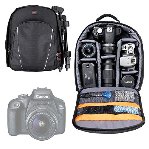 DURAGADGET Mochila Negra: Compatible con Canon EOS 2000D   400D   M50   1300D   1200D