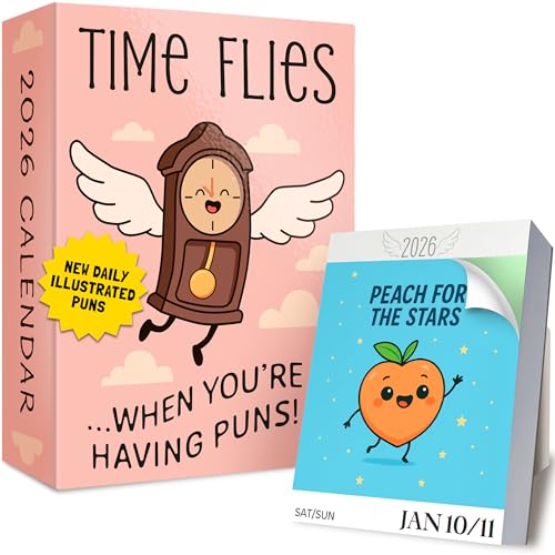 Punny Day-to-Day Calendar for 2026 | Funny Daily Desktop Calendar Christmas Stocking Stuffer Gift for Home or Office Funny Desk Calendar 2026 Daily Tear Off Pages with Puns White Elephant Gifts