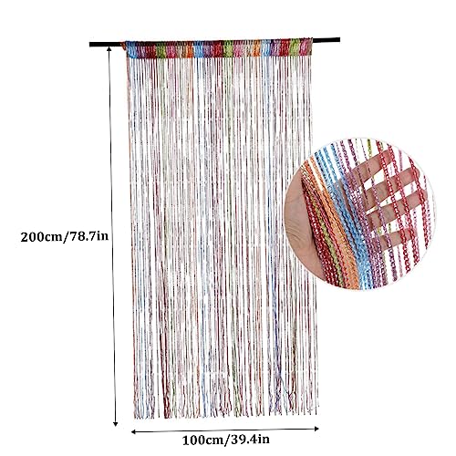 Beaded Door Curtain Fly Screen, Door Fly Screen Curtain 39.37x78.74 inch Extra Length Tassel Hanging Lightweight Shiny Decorative Fly String Curtains for Doors for Windows, Doorways Rainbow Color - Image 2