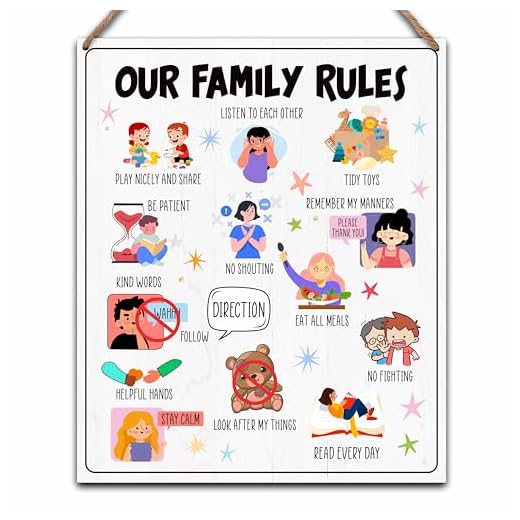 House Rules - Ready to Hanging Family Rules Wood Decor Sign - Home Wall Art Decor - Playroom Decorations for Toddler Bedroom Living Room - B01