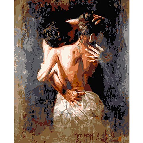 Peinture par numéros cadeau pour débutants kit complet Hug et Kiss encadré