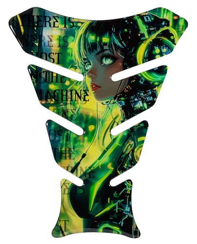 Sticker gel 3D tankpad moto anime cyberpunk vert de protection contre rayures de réservoir