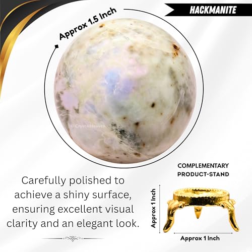 Image of Certified Hackmanite Crystal Ball for Meditation - Premium Crystal Vastu Items for Home and Feng Shui Items for Good Luck - Ideal for Pooja Supplies and Spiritual Practices (1.5 inch Inch)