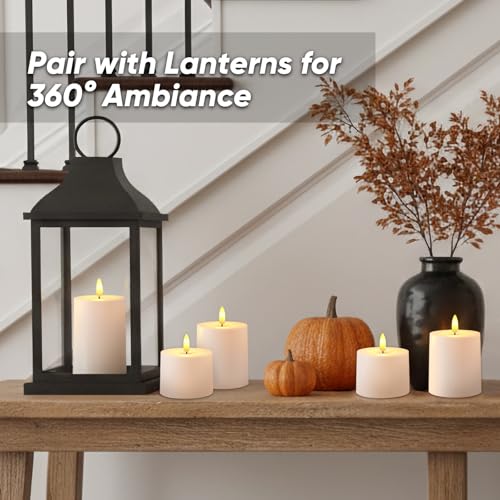 Image of Raycare White Outdoor Waterproof Flameless Candles with Remote and Timer, Realistic LED Candles, Battery Operated Electric Fake Pillar Candles for Porch, Patio, Garden, Set of 3